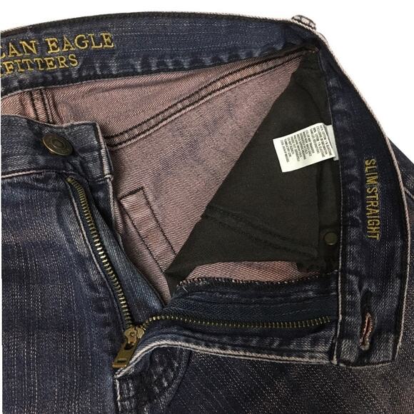 American Eagle Jeans Slim Straight Dark Wash Denim Pants Men's 29x32 Casual AEO - Picture 4 of 11